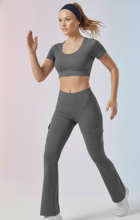 CORD SET WITH FLARE POCKET LEGGINGS