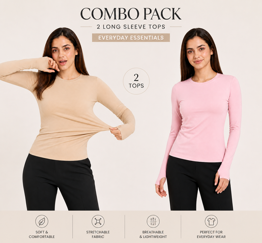 Pack of 2 PREMIUM Cuddle Top| Soft-Fit Everyday Comfort Top(pink and beige)