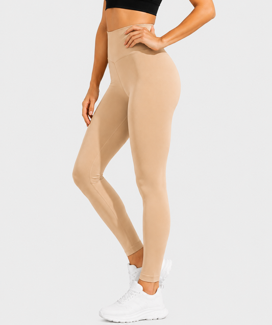 Beige High-Waist No side seam ultra soft Gym Leggings