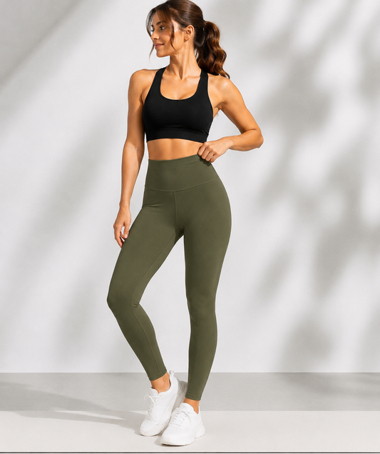 Olive green High-Waist Sculpt Gym Leggings