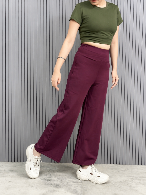 Wine Straight Fit Active Pants | Ultra-Flexible High-Waist Athleisure