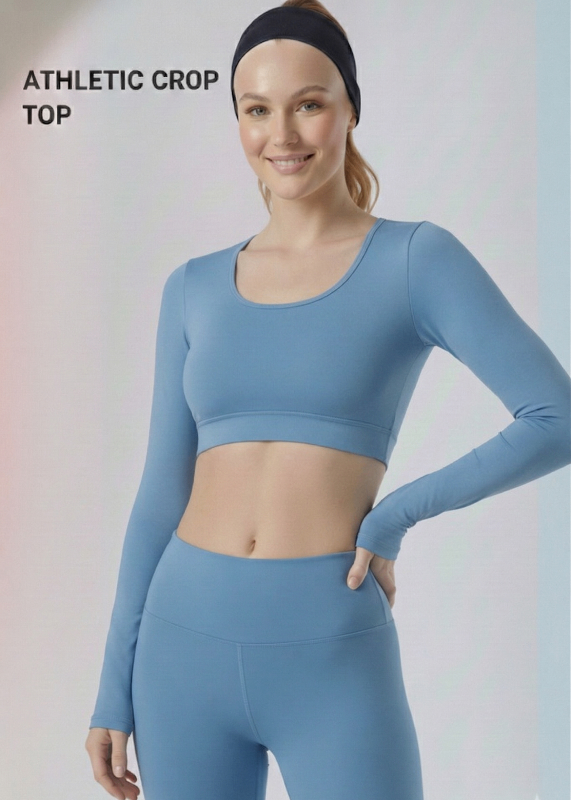 Wine Full Sleeve Athletic Crop Top | Performance Fit Activewear