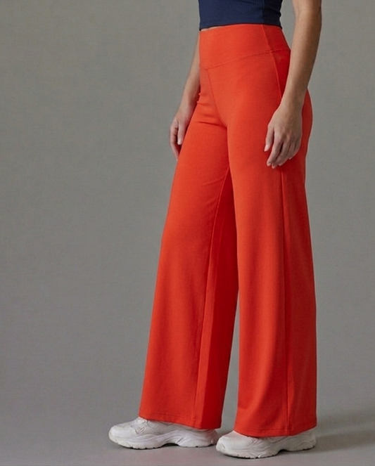 NEON ORANGE Straight Fit Active Pants | Ultra-Flexible High-Waist Athleisure