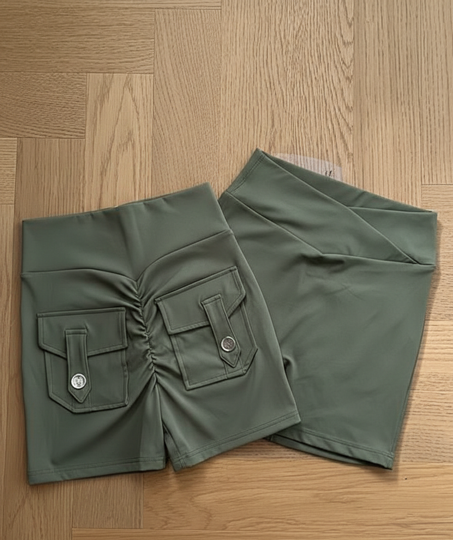 Black High-Waist Sculpt Active Shorts with Pockets