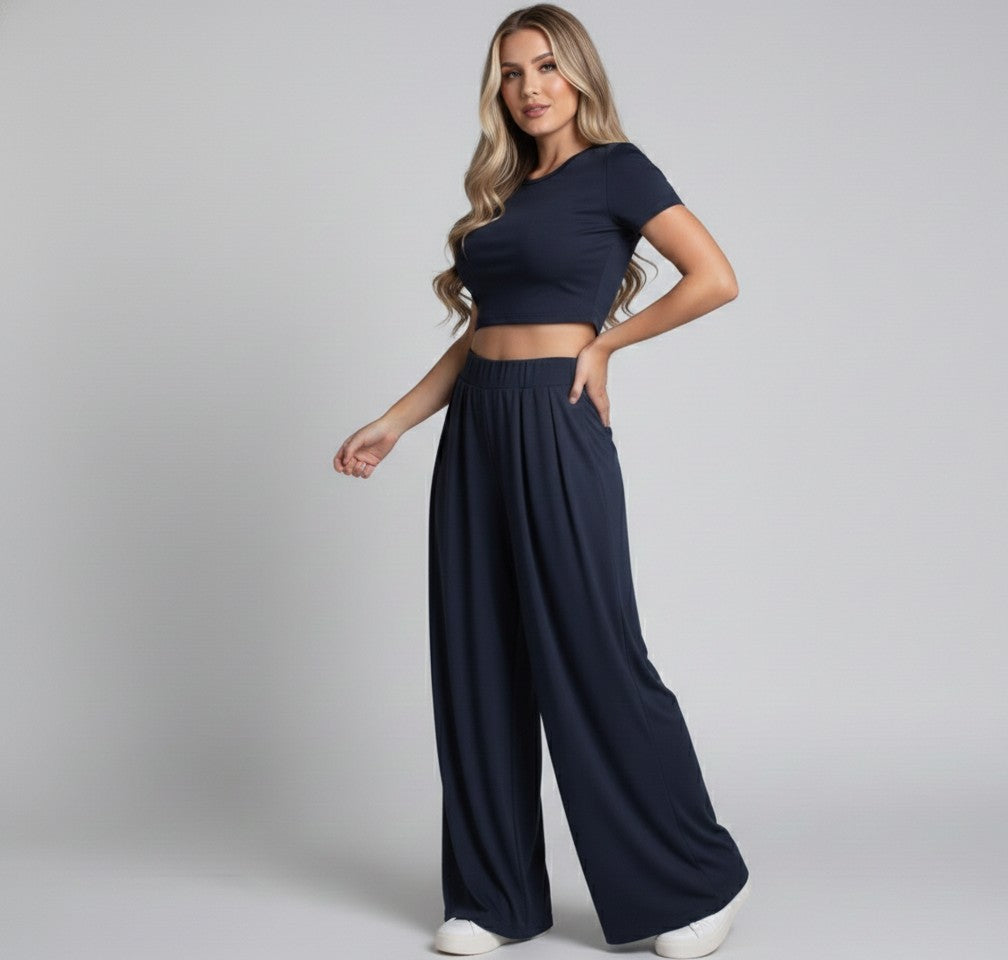 Wine Lycra Cord Set | Top & Pleated Salwar-Style Bottoms