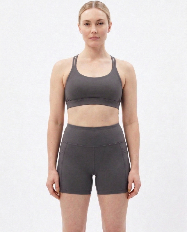 Lavender High Waist Active Shorts with Pocket – Stretchable Gym & Workout Shorts