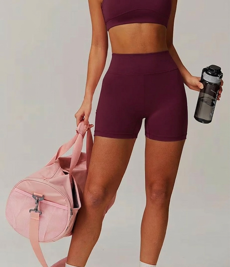 Wine High Waist Seamless Shorts – Stretchable Gym & Activewear Shorts