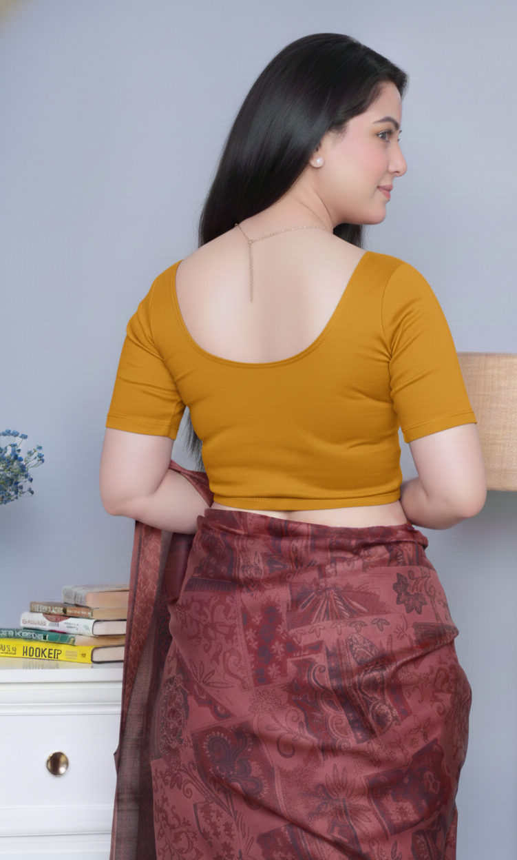 Blue Rib blouse( made from cotton lycra)