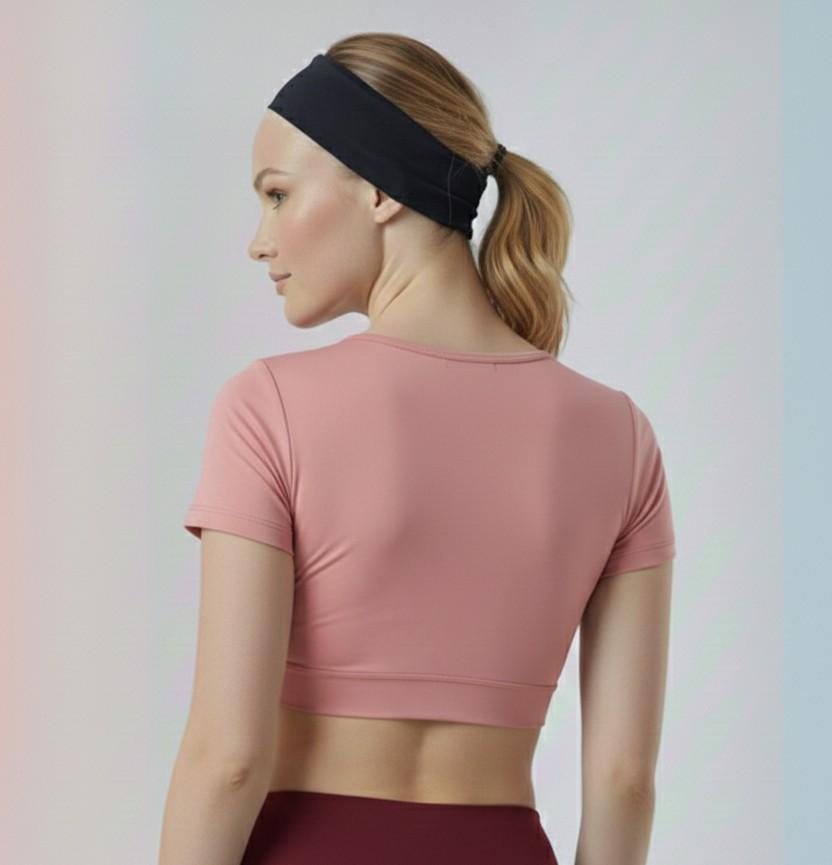 Beige Athletic Crop Top | Performance Fit Activewear