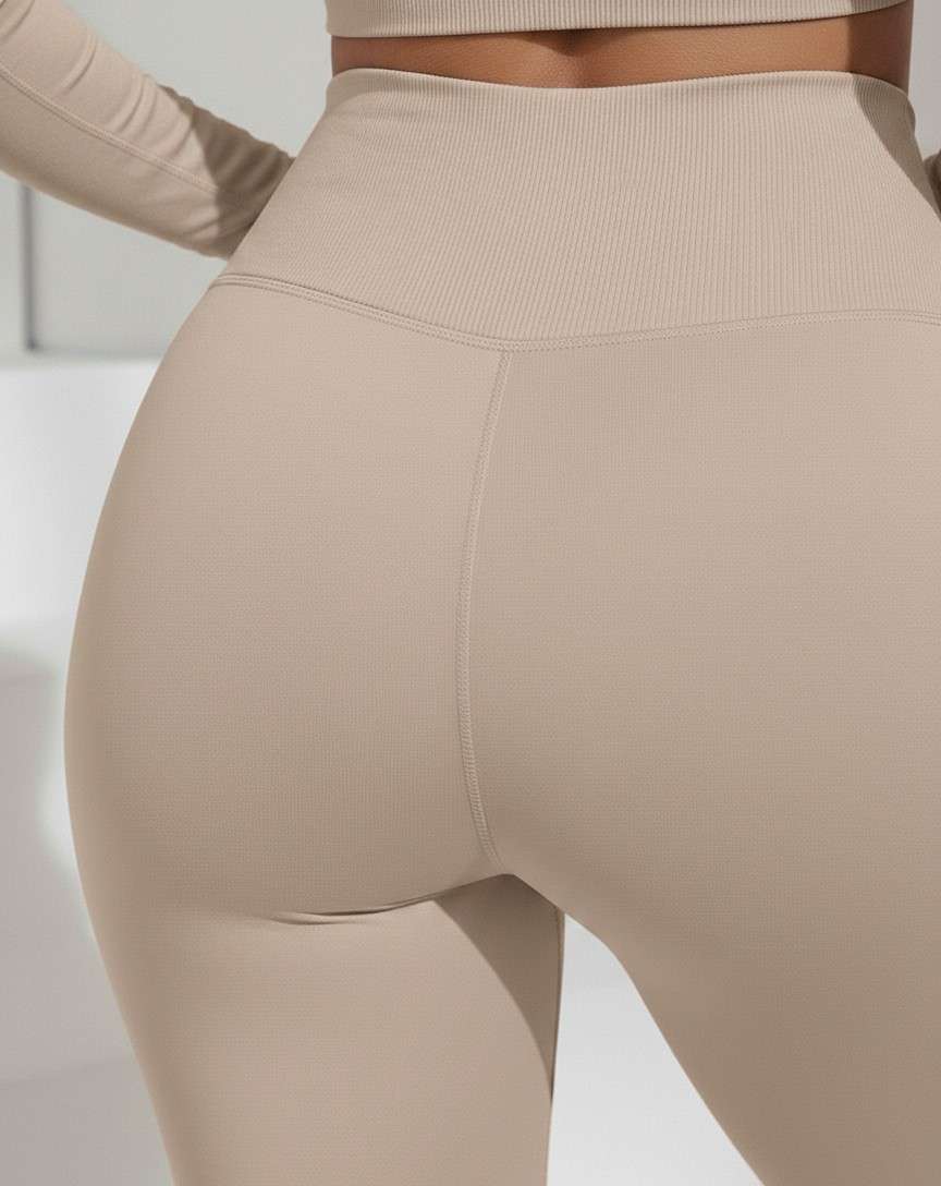 Lavender Activewear Cord Set | Long-Sleeve Crop Top & High-Waist Leggings