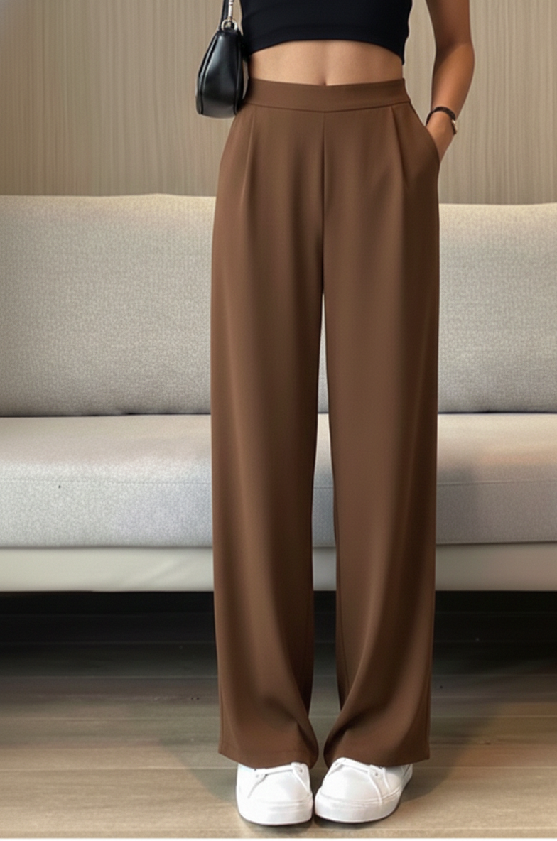 Beige korean straight fit pants