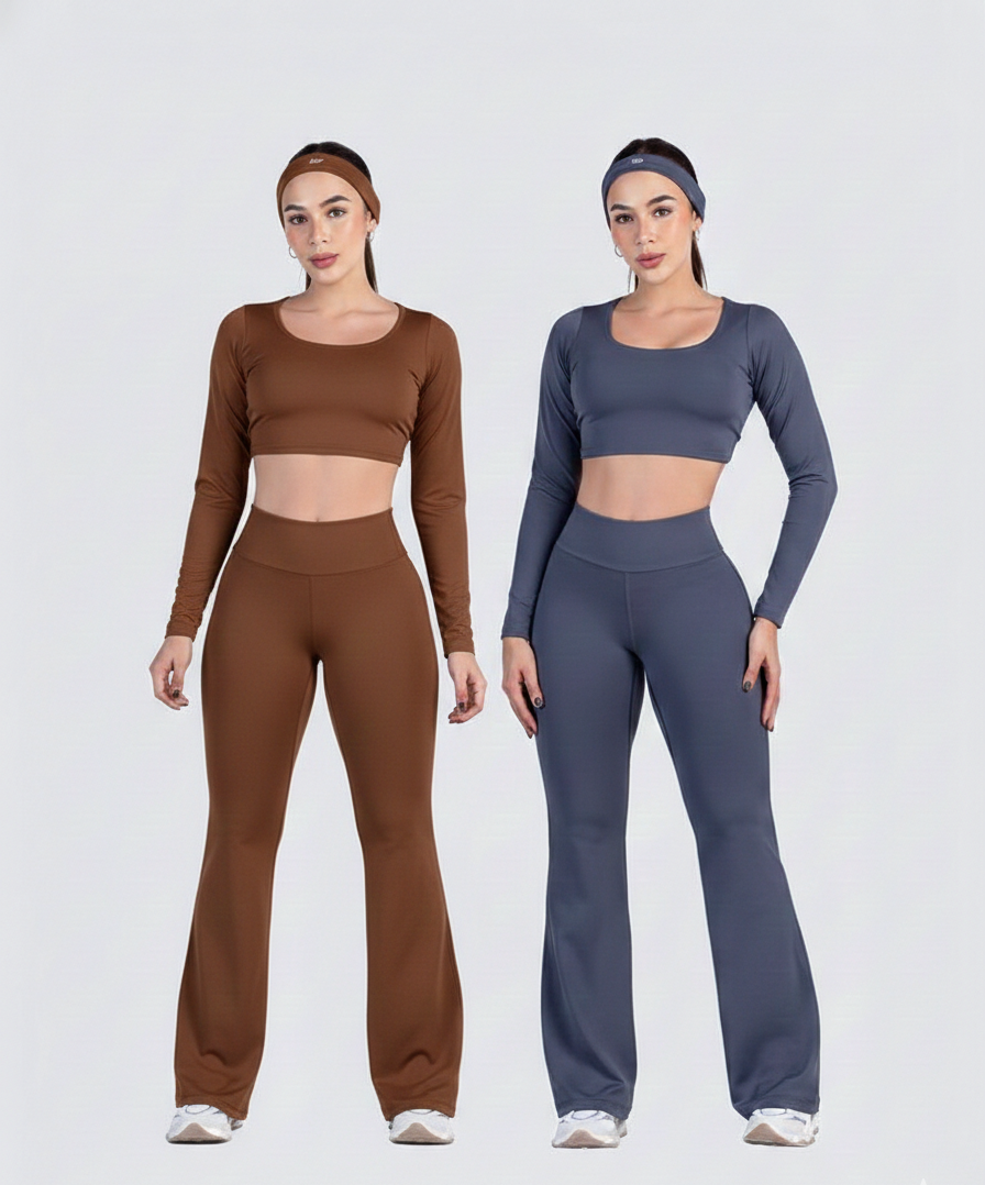 2 pieces combo set( Black and Lavender) tops and bottoms Active wear