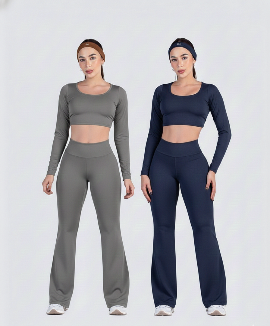2 pieces combo set( Black and Lavender) tops and bottoms Active wear
