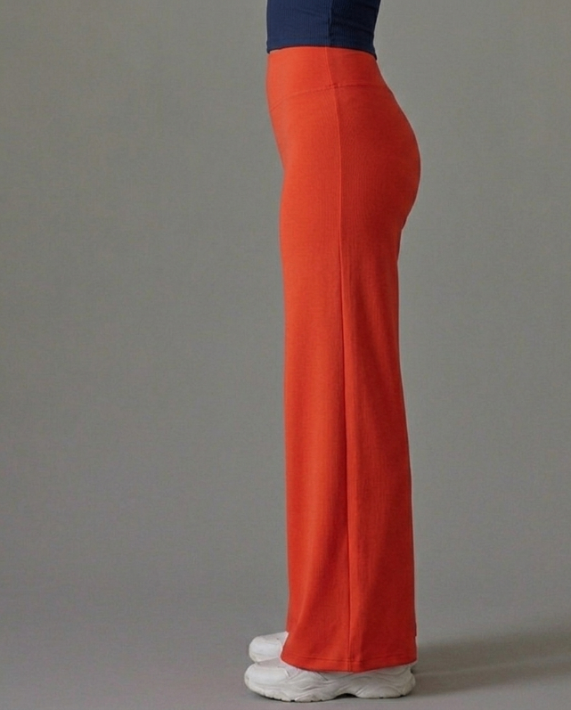 NEON ORANGE Straight Fit Active Pants | Ultra-Flexible High-Waist Athleisure