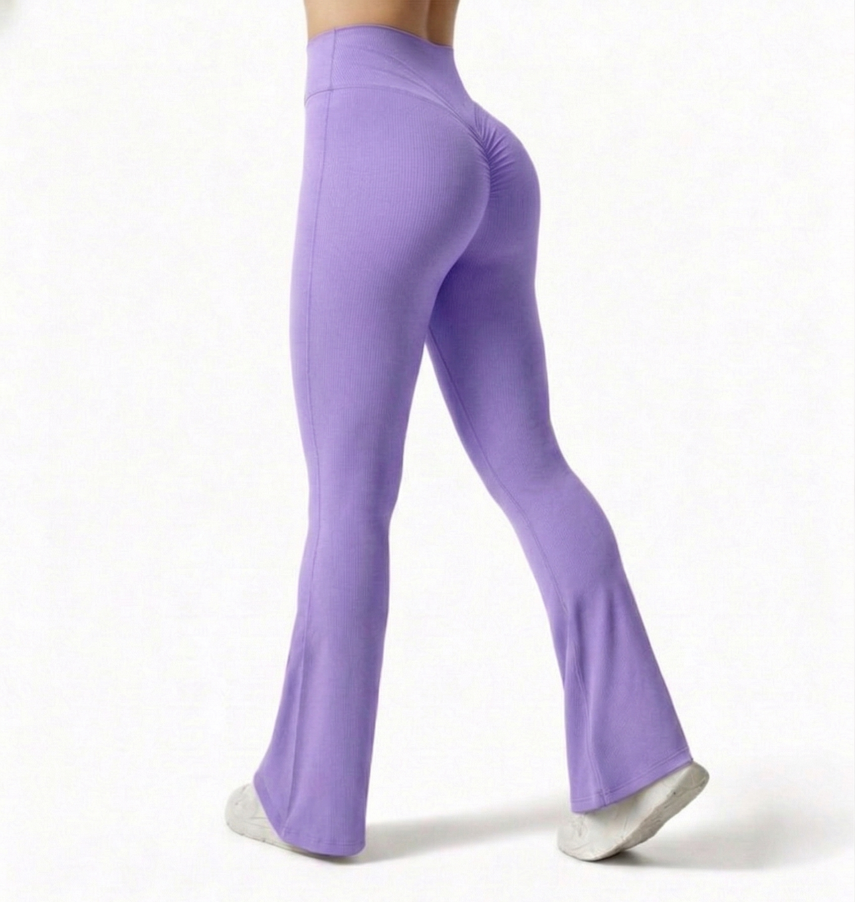 4-Pack High-Waisted Flare Leggings (Rose gold, Olive,Black,Beige)