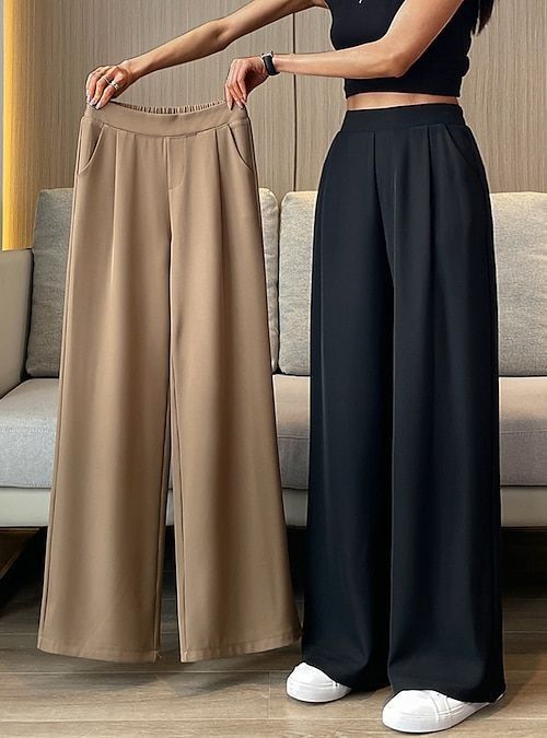 Wine korean straight fit pants