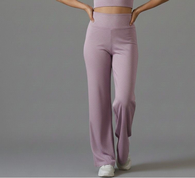 Rose Pink Straight Fit Active Pants | Ultra-Flexible High-Waist Athleisure