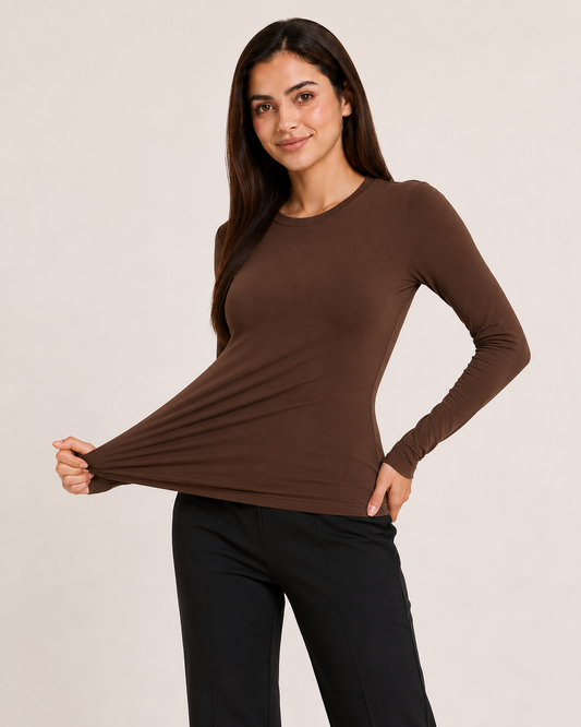 Brown Cuddle Top | Soft-Fit Everyday Comfort Top