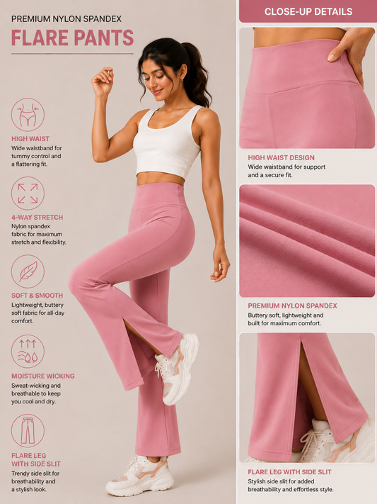 ROSE PINK MoveEase active Slit Flare Pant