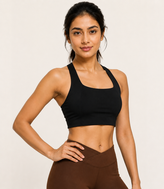 FlexForm™ Black Square-Neck Sports Bra