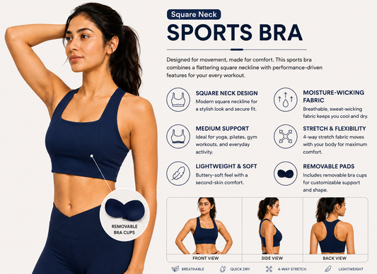 FlexForm™ Navy Square-Neck Sports Bra