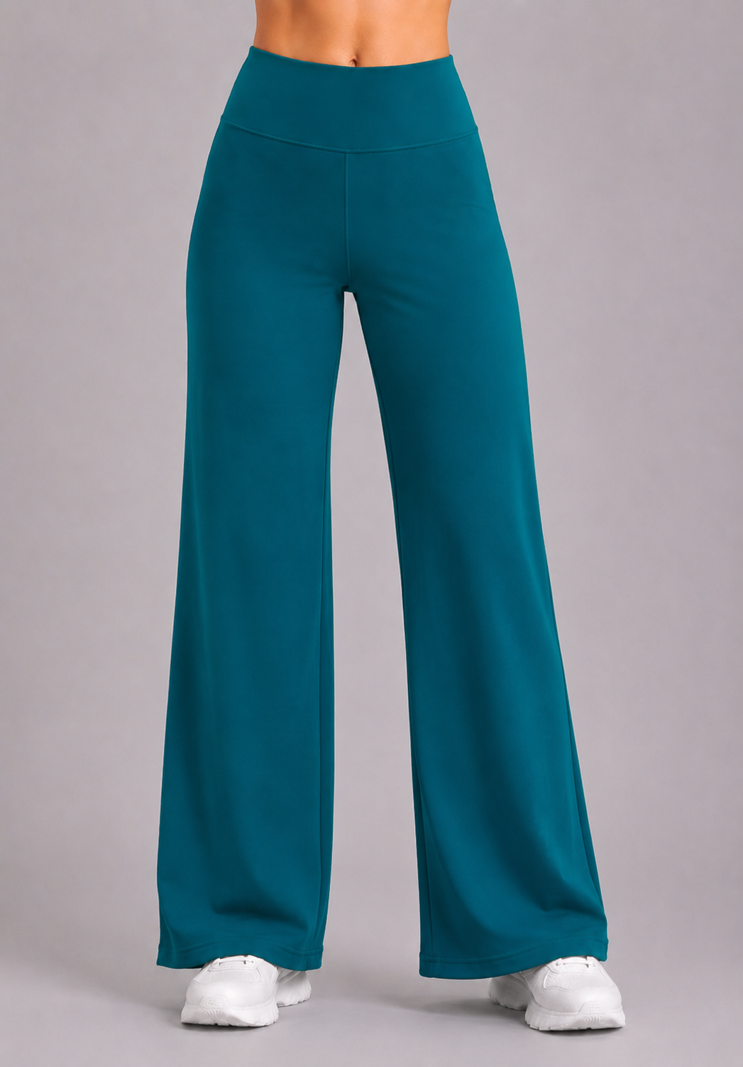 Teal Straight Fit Active Pants | Ultra-Flexible High-Waist Athleisure