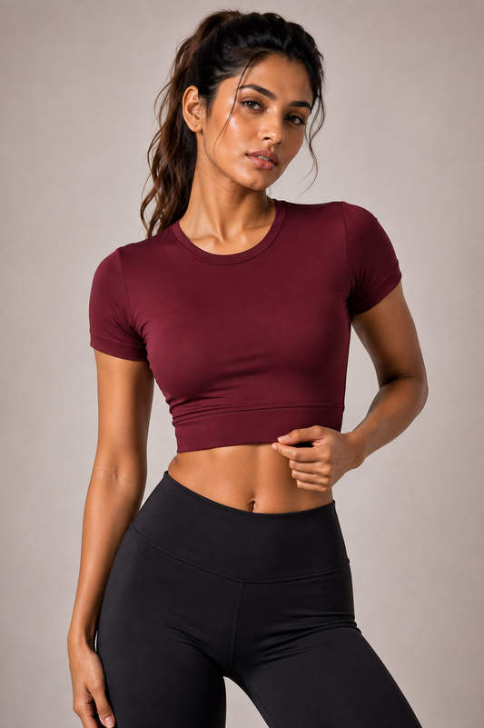 Wine Athletic Crop Top | Performance Fit Activewear