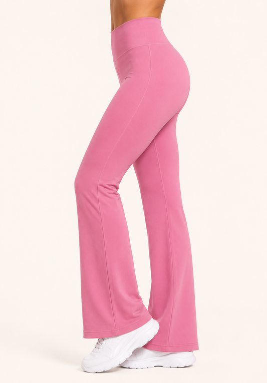 Rose Pink Straight Fit Active Pants | Ultra-Flexible High-Waist Athleisure