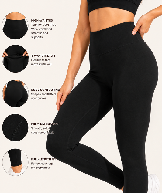 Black High-Waist No Side seam Ultra soft Gym Leggings