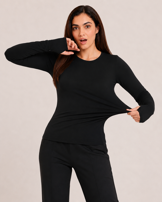 🤍Black Cuddle Top | Soft-Fit Everyday Comfort Top