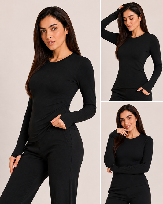 🤍Black Cuddle Top | Soft-Fit Everyday Comfort Top