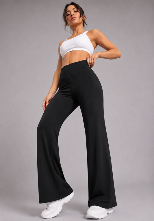 Black Straight Fit Active Pants | Ultra-Flexible High-Waist Athleisure