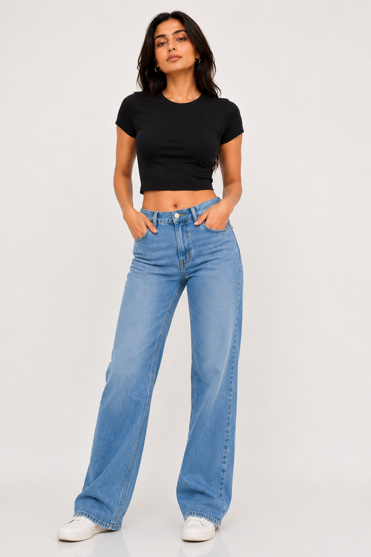 Black Lycra Core Tee | Premium Stretch Top for Women