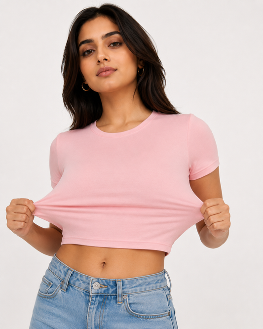 Babypink Lycra Core Tee | Premium Stretch Top for Women