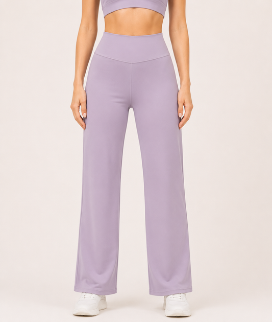 Lavender Straight Fit Active Pants | Ultra-Flexible High-Waist Athleisure