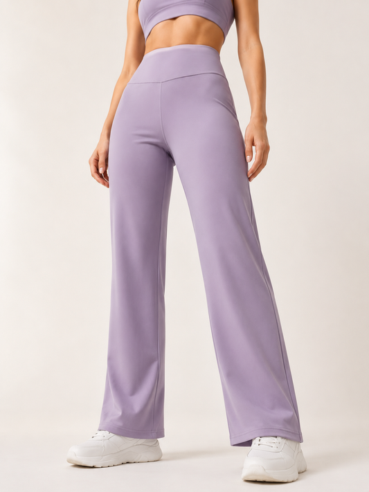Lavender Straight Fit Active Pants | Ultra-Flexible High-Waist Athleisure