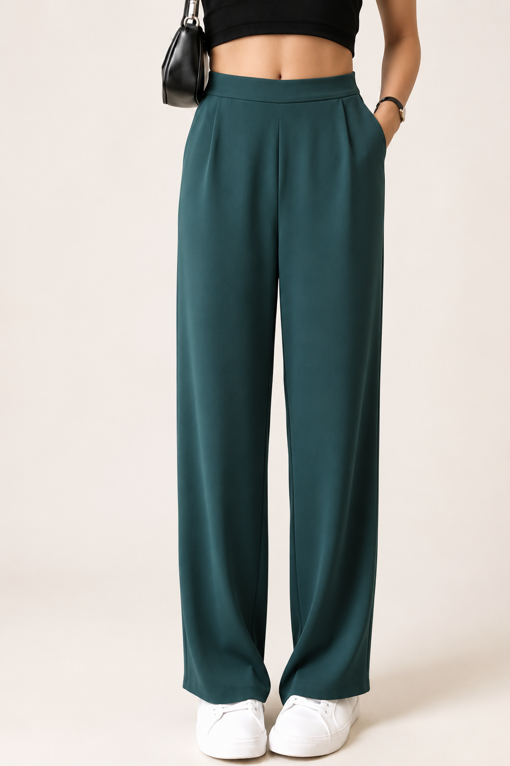 Teal korean straight fit pants