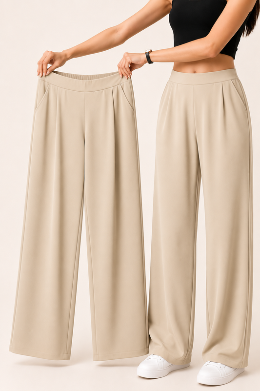 Beige korean straight fit pants