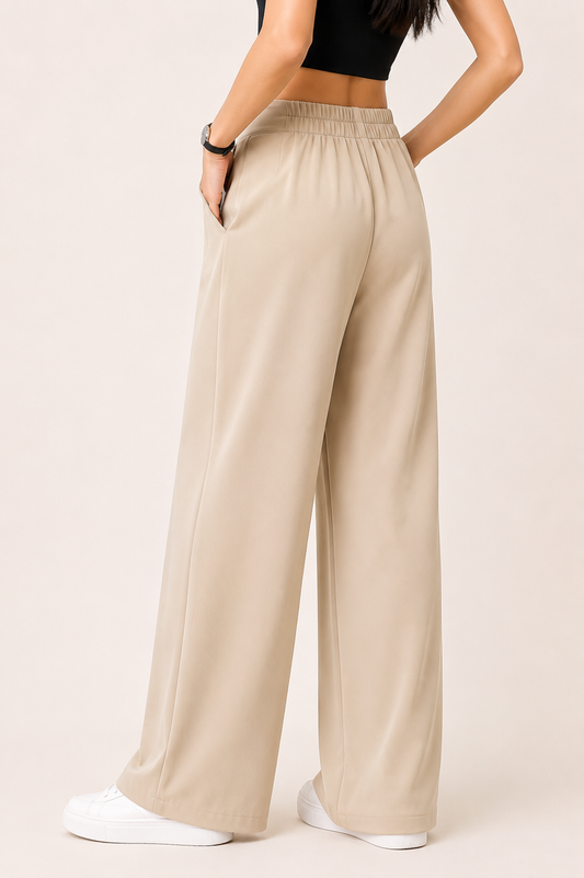 Beige korean straight fit pants