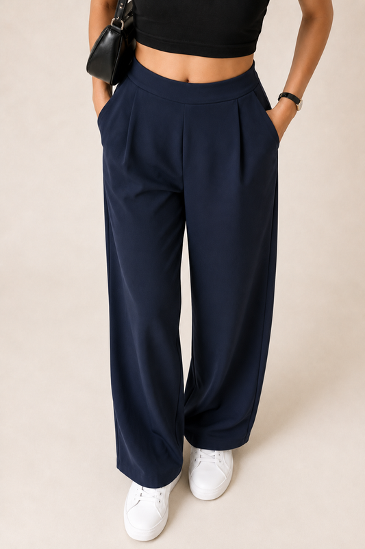 Navy korean straight fit pants