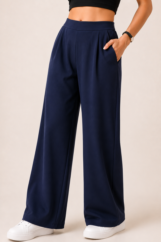 Navy korean straight fit pants