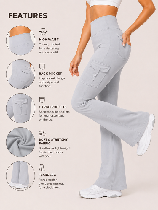 Grey Active  Flare jogger with Pockets
