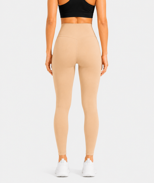 Beige High-Waist No side seam ultra soft Gym Leggings