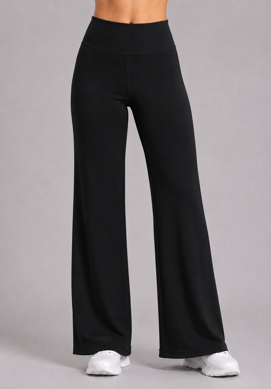 Black Straight Fit Active Pants | Ultra-Flexible High-Waist Athleisure