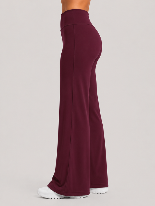 Wine Straight Fit Active Pants | Ultra-Flexible High-Waist Athleisure