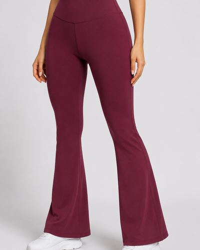 Wine  Flare Pants – Stretchable Bootcut Gym & Athleisure Leggings