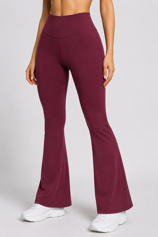 Wine  Flare Pants – Stretchable Bootcut Gym & Athleisure Leggings