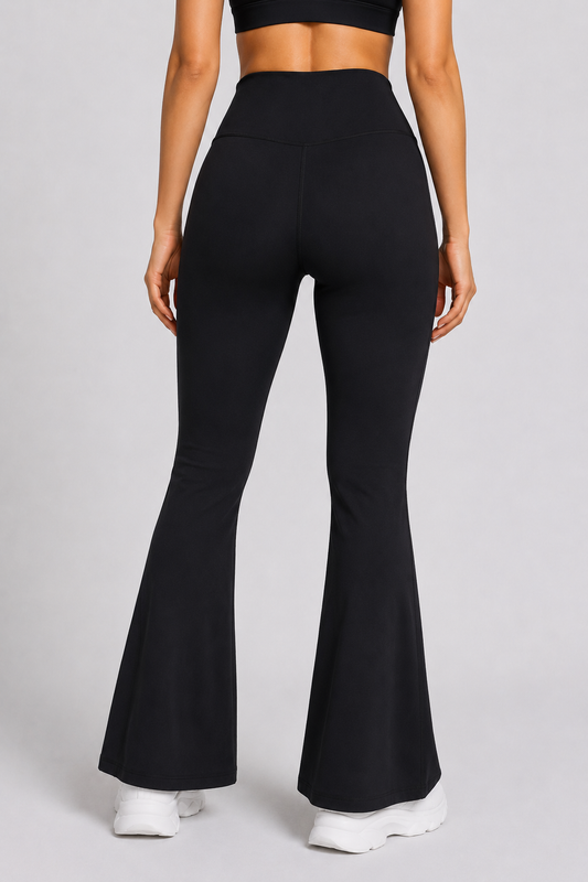 2-Pack High-Waisted Flare Leggings( Black & wine )