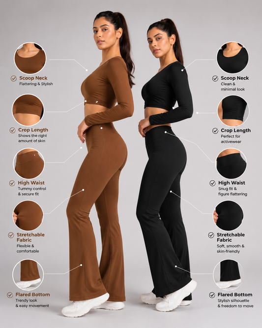 PREMIUM 2 pieces combo set( Black and brown ) tops and bottoms Active wear