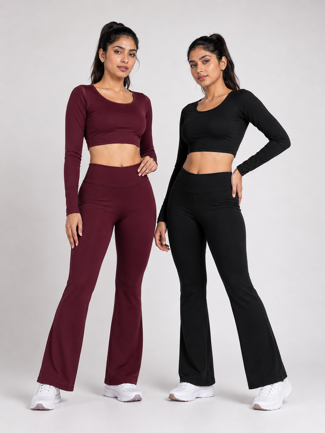 2 pieces combo set( Black and Wine ) tops and bottoms Active wear